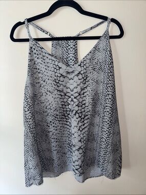 Snake Print Spaghetti Strap Cami Top - Gray & Black
